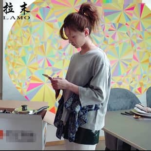 美好生活姜妍徐豆豆恋爱先生江疏影同款灰色拼接花色T恤上衣卫衣