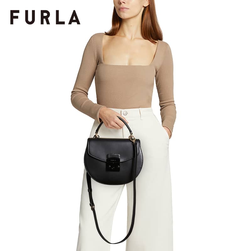 一生一世时宜白鹿同款FURLA芙拉白色小号圆底手提包