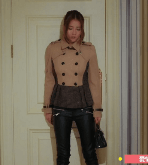 美丽的秘密同款弦子徐若琳同款卡其色双排扣短款外套