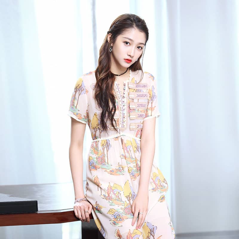 甜蜜暴击关晓彤同款少女心仙女裙显瘦pphome裙子18褶皱奶油连衣裙