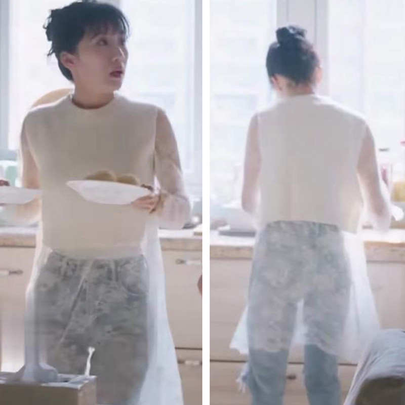都挺好李念朱丽同款衣服女白色短款套头毛衣针织衫蕾丝连衣裙
