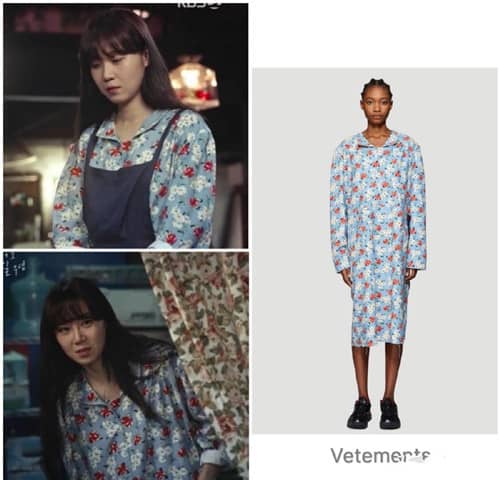 山茶花开时孔孝真私服同款vetements花朵衬衫裙连衣裙长袖