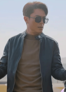他为什么依然单身俞瑜霍建华同款黑色ALLSAINTS男士泽西风皮衣夹克