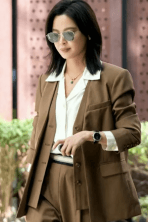 女神蒙上眼辛芷蕾唐盈盈明星同款COVERINS气质无领西装外套